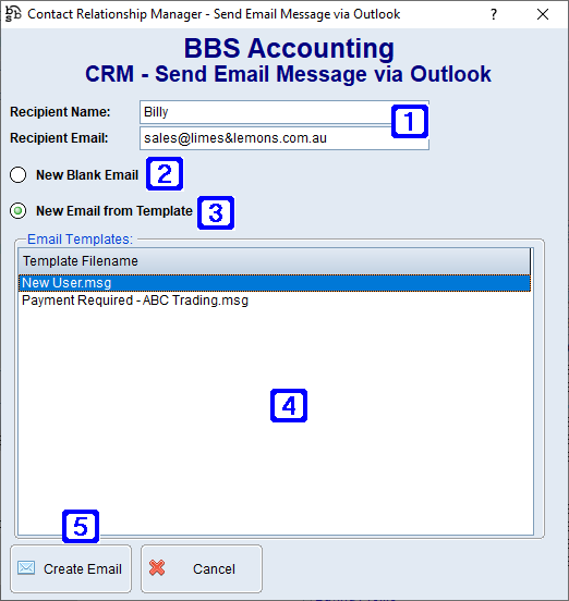 CRM - Send Email Message via Outlook Screen