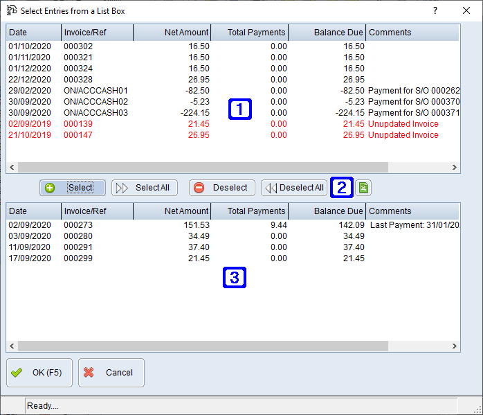 Print/Send Multiple Invoice/Credits Screen