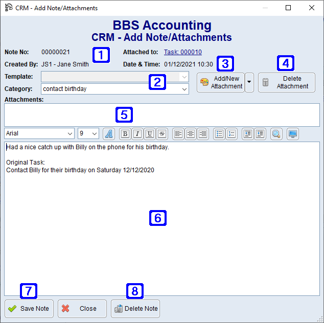 CRM - Add/Edit Note/Attachments Screen