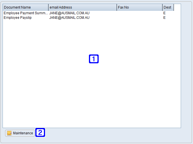 Employee Masterfile Maintenance - Document Destinations Screen