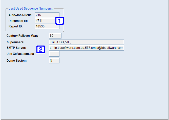 System Parameter Maintenance - System Options (F5) Screen