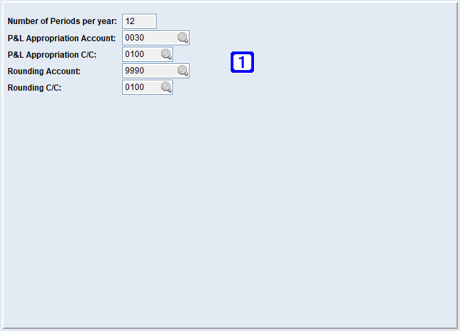 System Parameter Maintenance - General Ledger Settings Screen