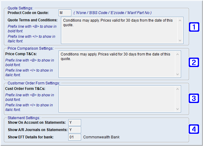 System Parameter Maintenance - Document Settings 2 Screen