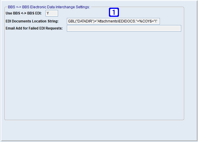 System Parameter Maintenance - BBS <-> BBS EDI Settings Screen