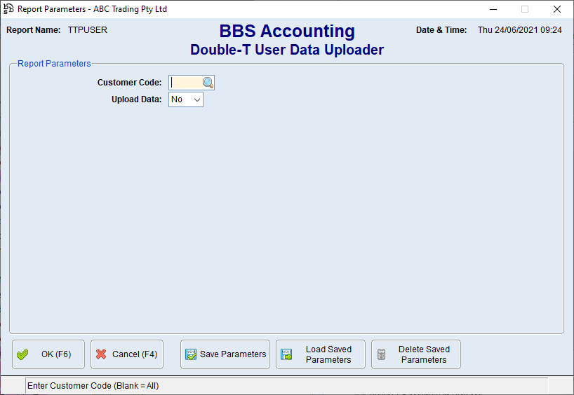 Double-T User Data Uploader Screen