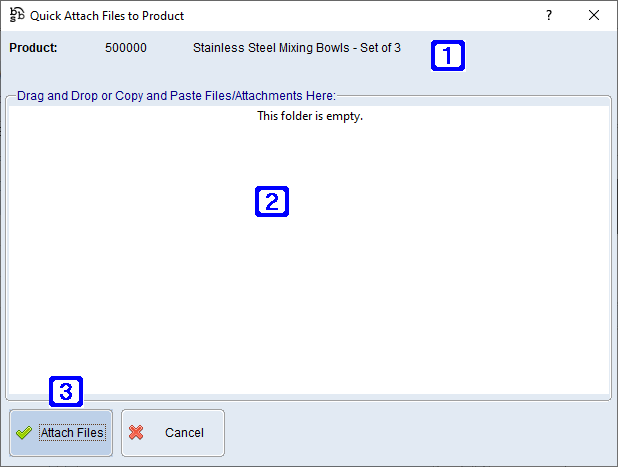 Quick Attach Files to Product Screen