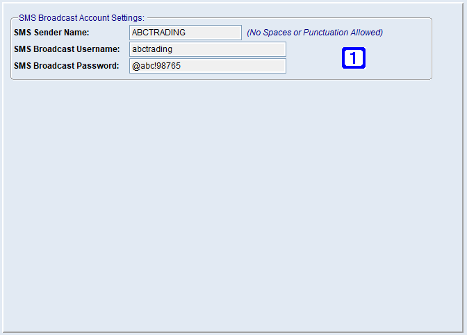 System Parameter Maintenance - SMS Messaging Settings