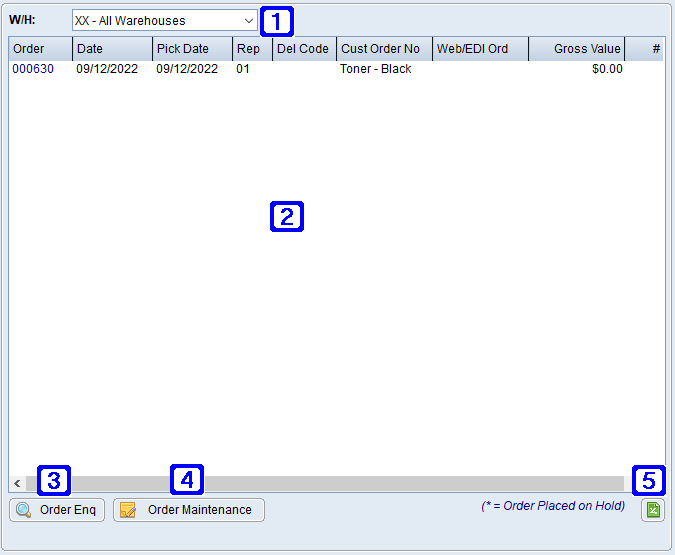 Global Equipment Enquiry - Outstanding Sales Orders Tab Screen