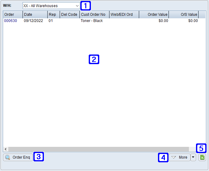 Global Equipment Enquiry - Sales Order History Tab Screen