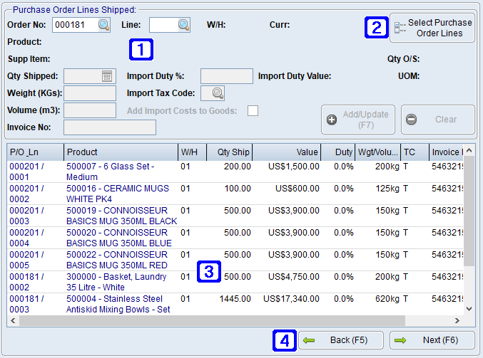 Overseas Import Shipment Entry/Maintenance - Goods Shipped tab Screen