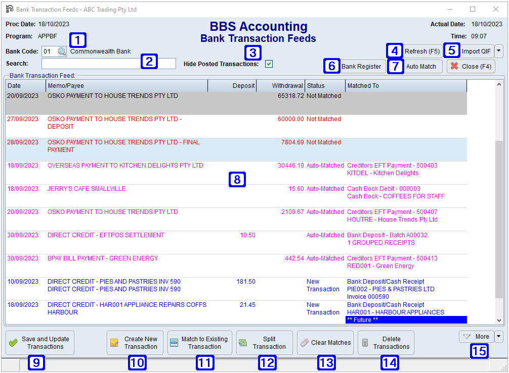 Bank Transaction Feeds Screen