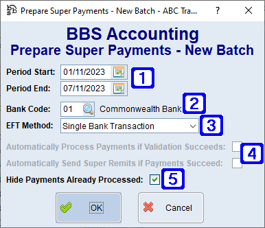 Prepare Super Payments- New Batch Screen