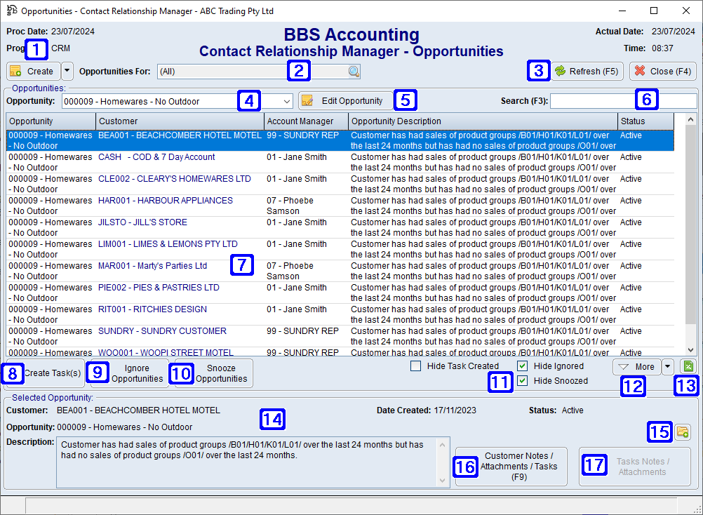 Contact Relationship Manager - Opportunites Screen