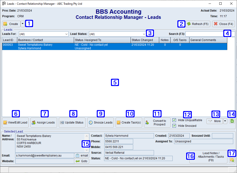 Contact Relationship Manager - Leads Screen