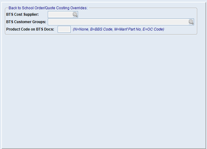 System Parameter Maintenance - Back to School Settings Screen