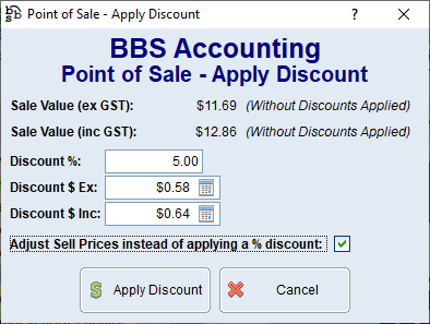 Adjust sell discount