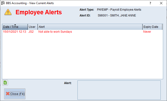 Example of an Employee Alert