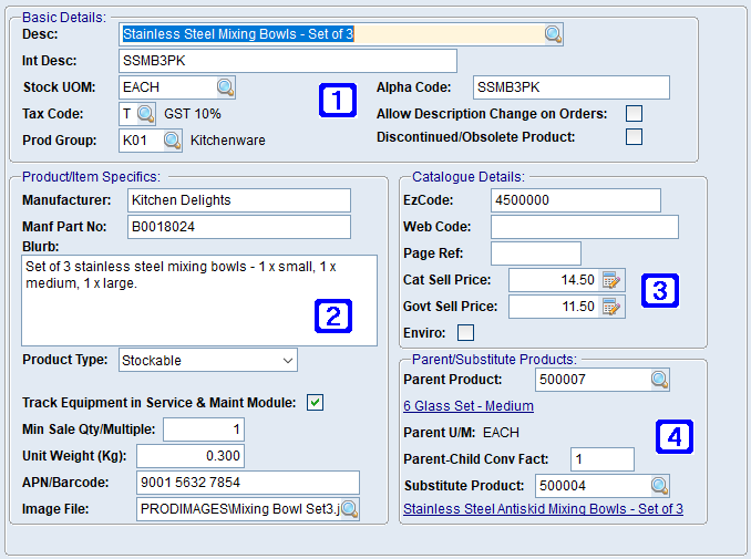 Product Masterfile Maintenance Tab