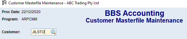 Customer Masterfile Maintenance Entry