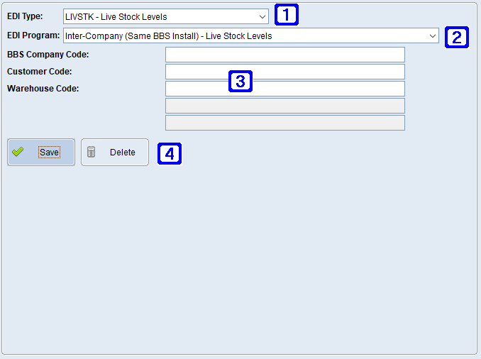 EDI Parameters Tab Screen