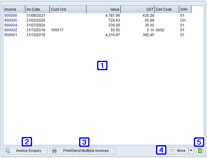 Monthly Cons Invoices Tab Screen