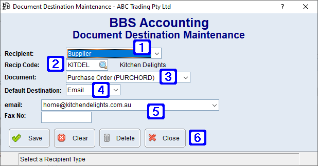 Vendor Dcoument Destination Maintenance2