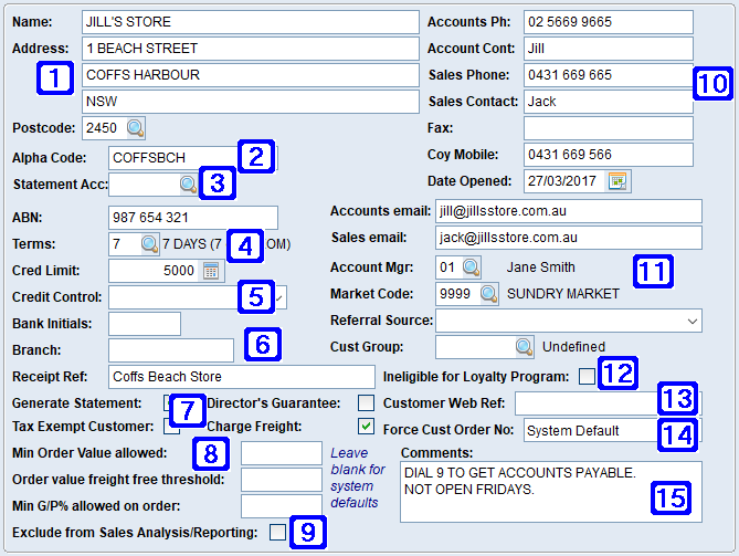 General Information Tab Screen