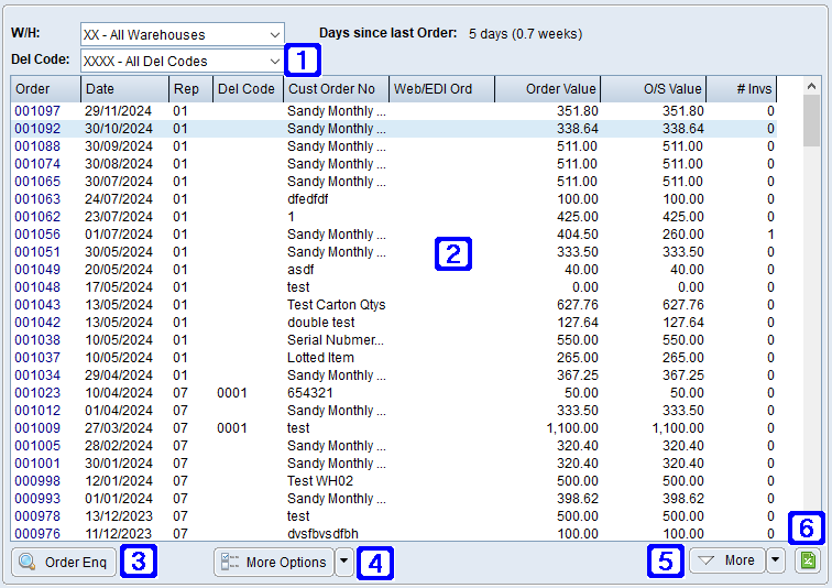 Order History Tab Screen