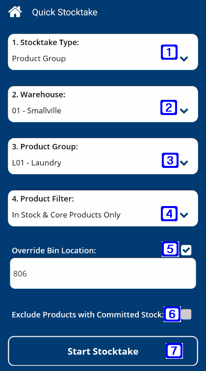 qs product group stocktake type