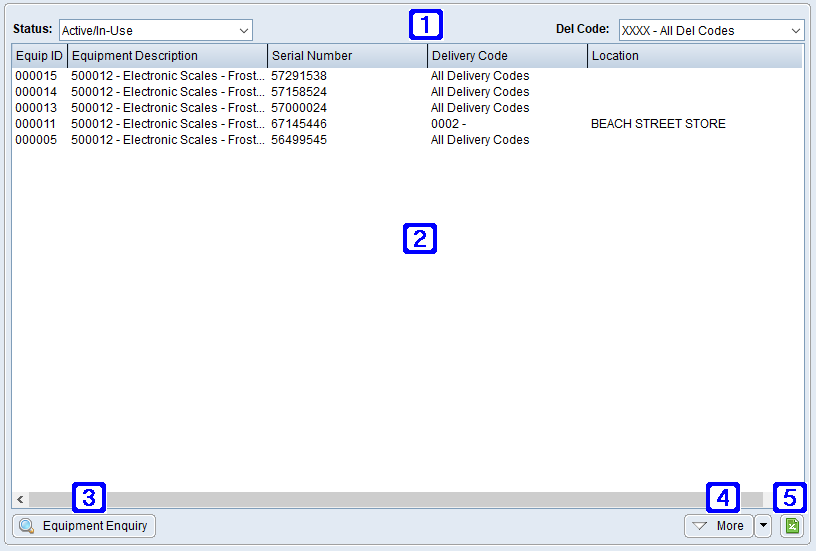 Service Equipment Tab Screen