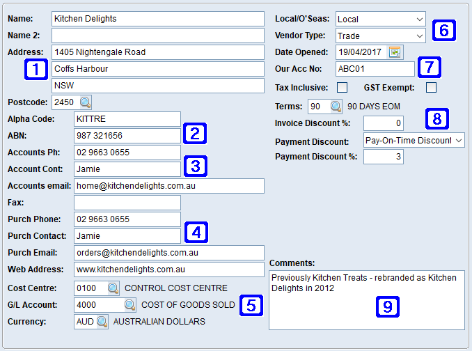 General Information Tab Screen