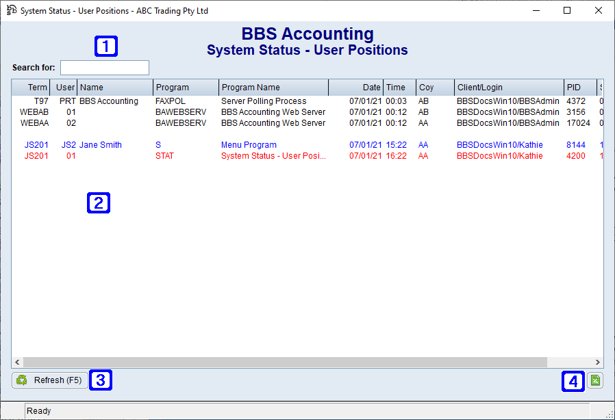 System Status Screen