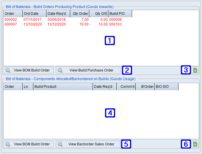 Outstanding Build Orders Tab Screen