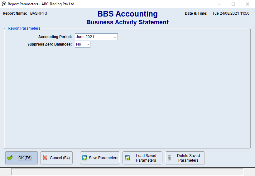 Business Activity Statement Screen