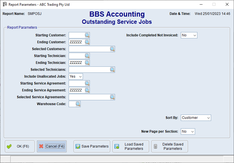 Outstanding Service Jobs Screen Outstanding Service Jobs Screen