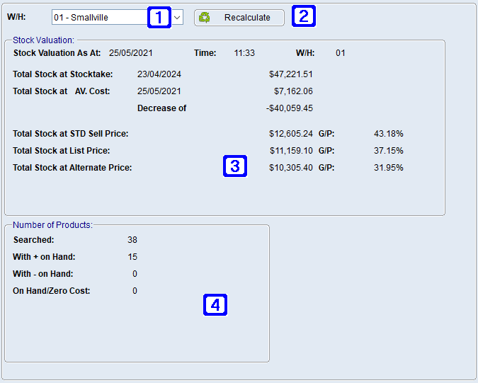 Inventory Position Tab Screen