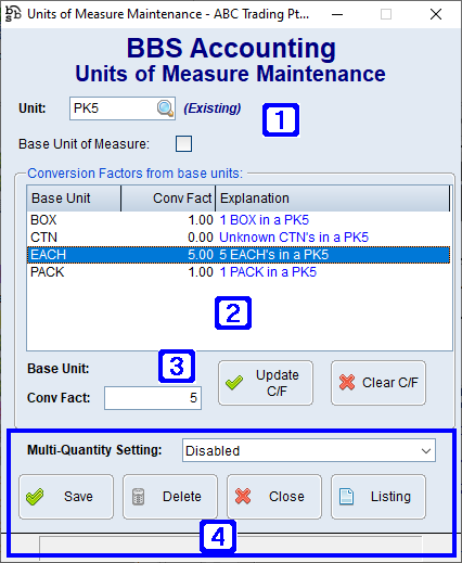 Units of Measure Maintenance
